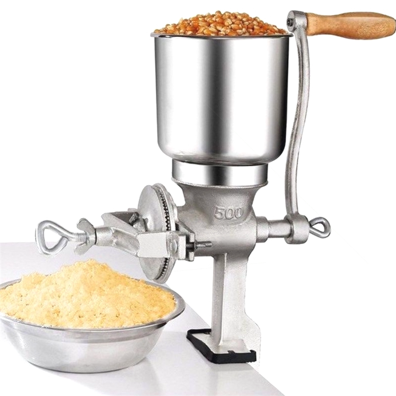 Grain Mill Grinder Hand Crank - مطحنة حبوب يدوية مع قادوس عالي،