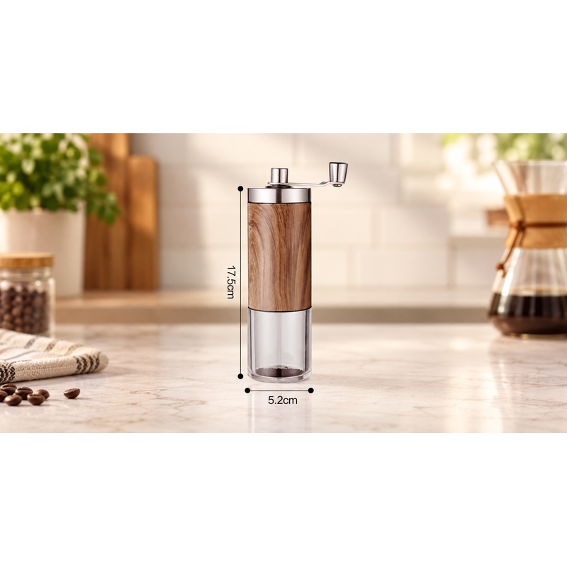 Grain Mill Grinder Hand Crank - مطحنة قهوة يدوية بتصميم خشبي، مطحنة