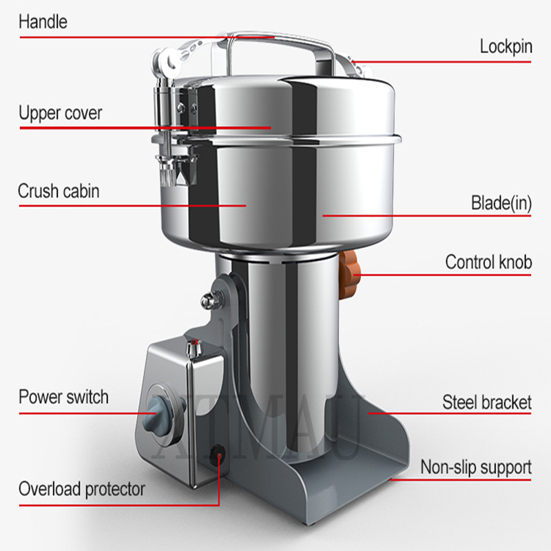 مطحنة القهوة الكهربائية عالية  - مراجعة Electric Grain Mill 2500W وسعره