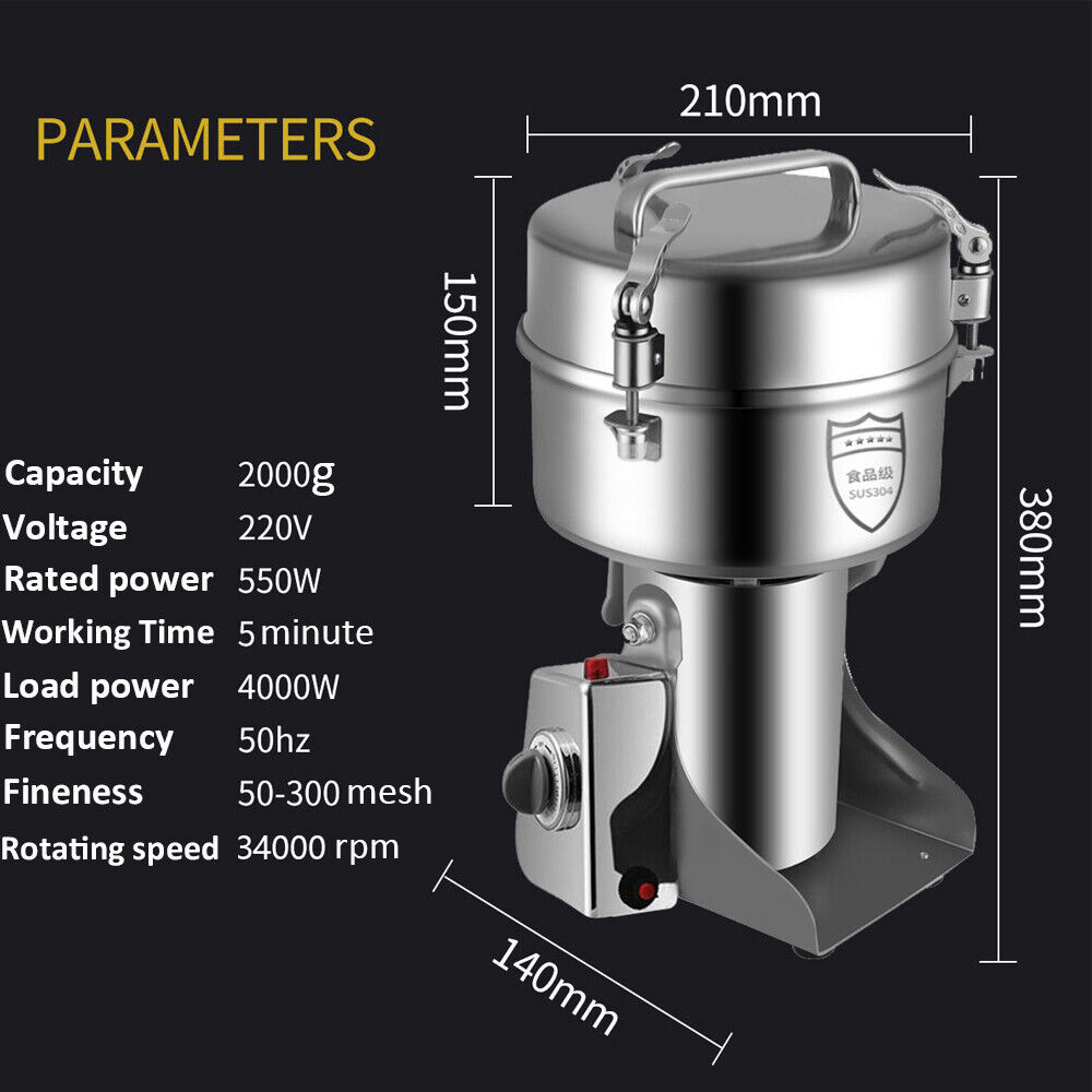 مطحنة الحبوب الكهربائية 2000 ج - مراجعة Dry Grain Grinder Stainless Steel وسعره