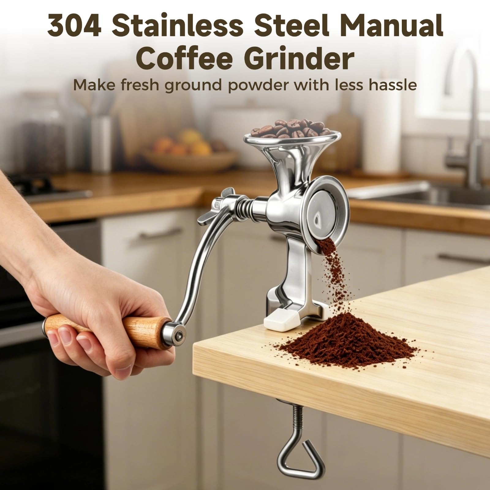 مطحنة قهوة يدوية من الفولاذ ال - مراجعة Grain Mill Grinder Hand Crank وسعره